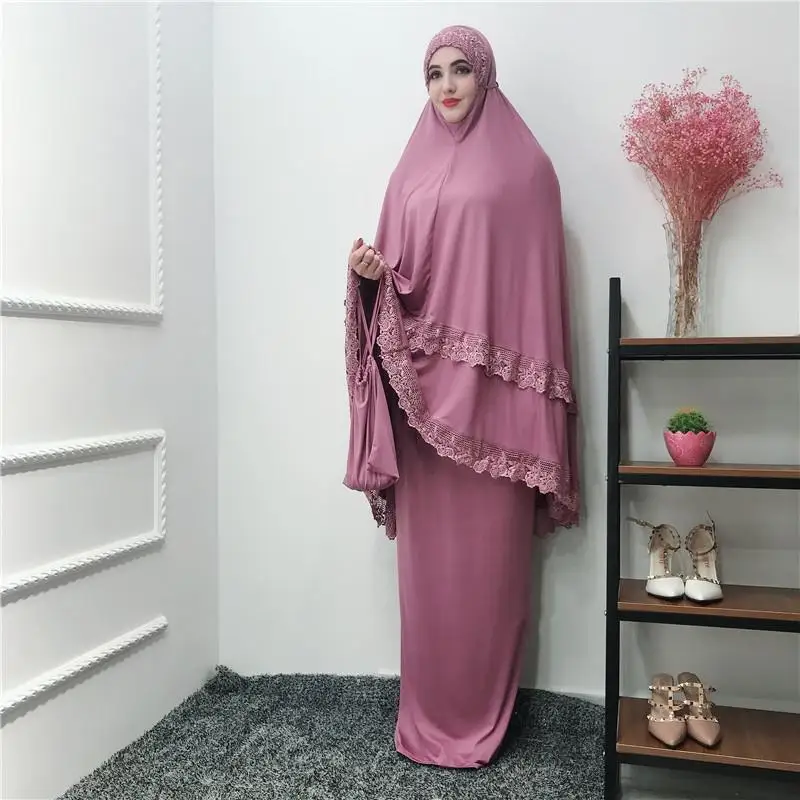 2 шт. abaya Robe Khimar Дубай, Турция мусульманский хиджаб платье кафтан цзилбаб Caftan молитва Исламская одежда Рамадан набор поклонения Халат