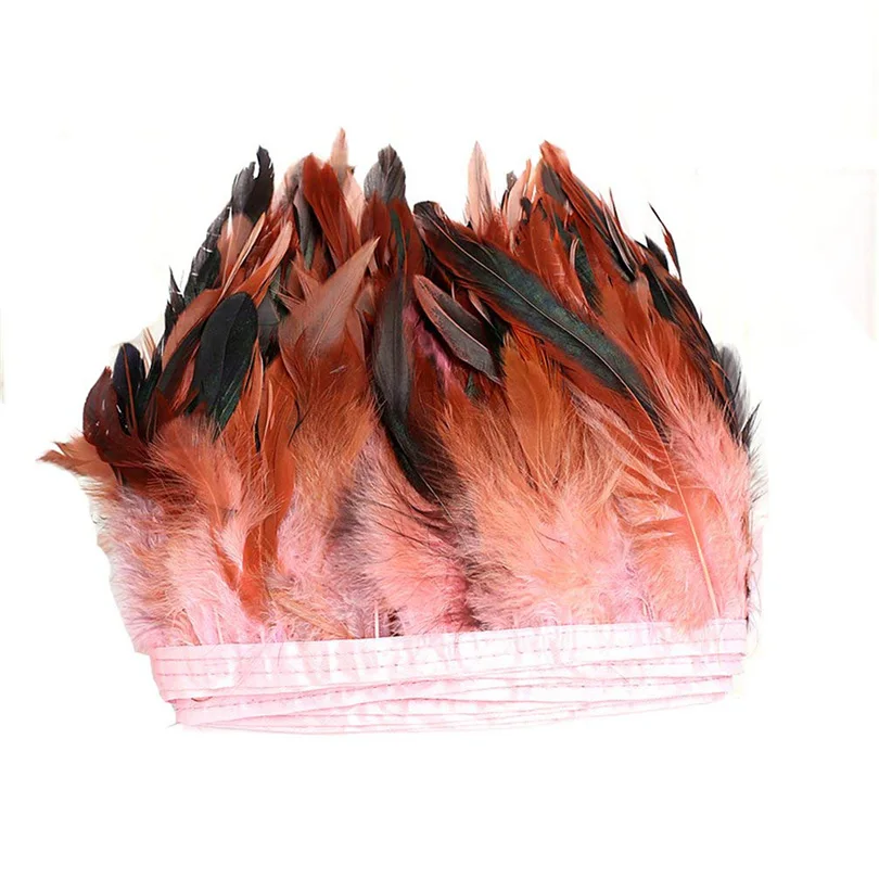 1 метр натуральный цвет Coque бант из ленты в виде петушиного хвоста перо бахрома планки на атласной ленте 5-6 дюймов в ширину аксессуары с перьями - Цвет: Розовый