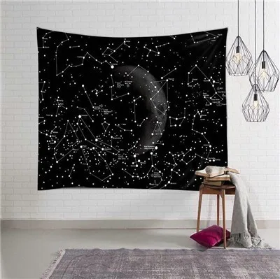 Настенный Гобелен из ткани с изображением созвездия Луны, галактика, ночное небо, психоделический гобелен, с принтом, настенный, для спальни, для дома, декоративный - Цвет: 4