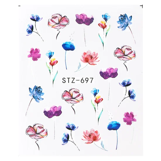 1 шт водная наклейка для ногтей цветочный дизайн слайдер Фламинго сушеные Цветочные маникюрные обертывания Фольга Дизайн ногтей Декор CHSTZ683-706 - Цвет: STZ697
