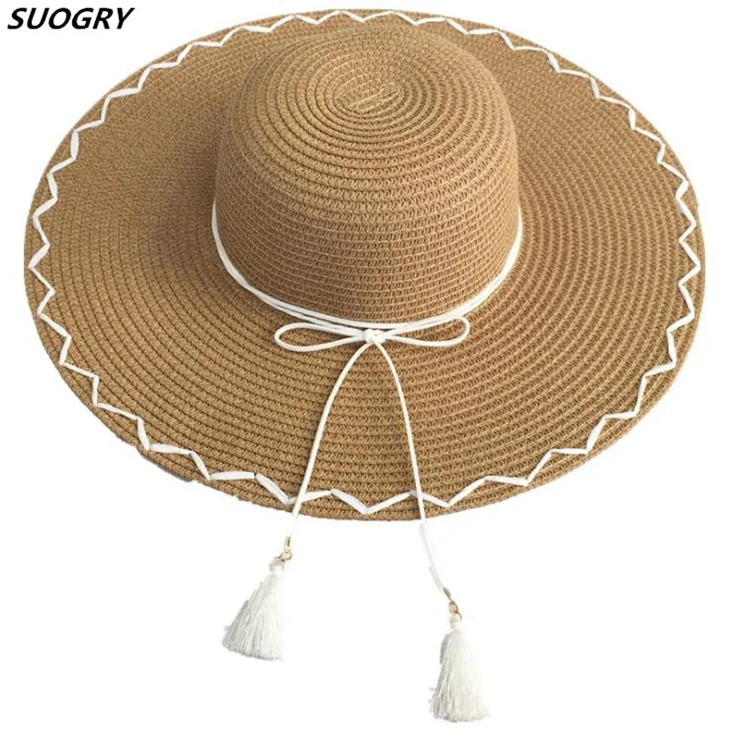 

Sun Hat Summer Hats For Women Large Wide Brim Straw Bow Beach Hat Travel Seaside Vacation Suncreen Sunhat Chapeau Femme New