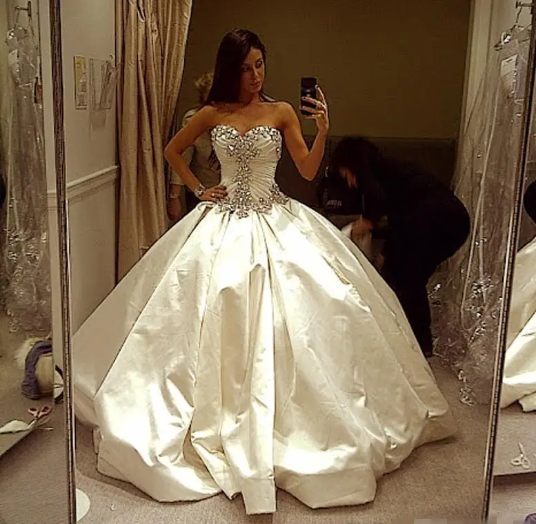 Heavy satin wedding dresses Clearance
