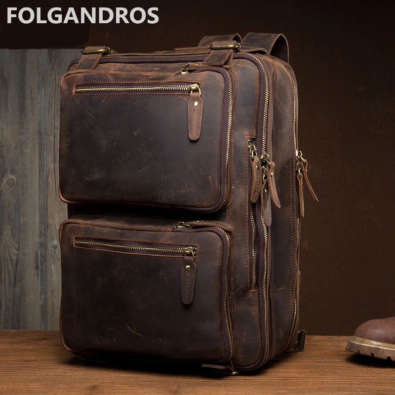New font b Men b font Genuine Leather Backpacks Designer Brand Classic Large Capacity font b