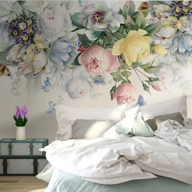 

Custom Photo Wall Murals Flowers Wall Painting Living Room Bedroom Home Decor Wall Papers 3D Self Adhesive Vinyl/ Silk Wallpaper