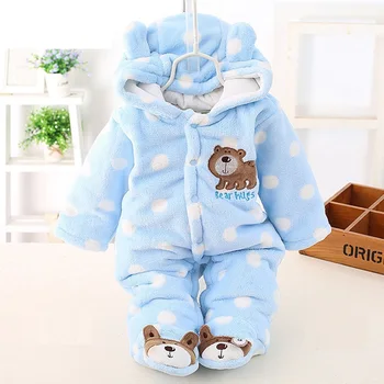 Baby Inflant Rompers Flannel Kids Animal Jumpsuit Toddler Pajamas Winter Warm New Born Baby Clothes Boys Girls Romper For Bebes
