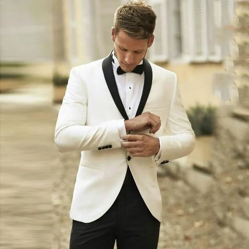 

Custom Made Ivory Men Suits Set Beach Wedding Tuxedos for Groom Wear 2 Piece Suit Man Blazer Slim Fit Terno Masculino Prom Party