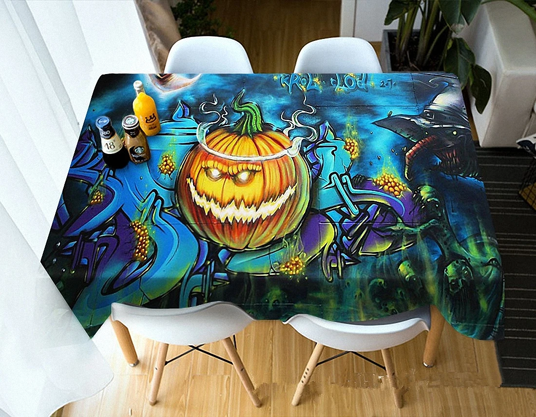 

Wow! So Horrible 3D Tablecloth Terror Pattern Frightened Family Halloween Washable Cloth Rectangular and Round Table Cloth