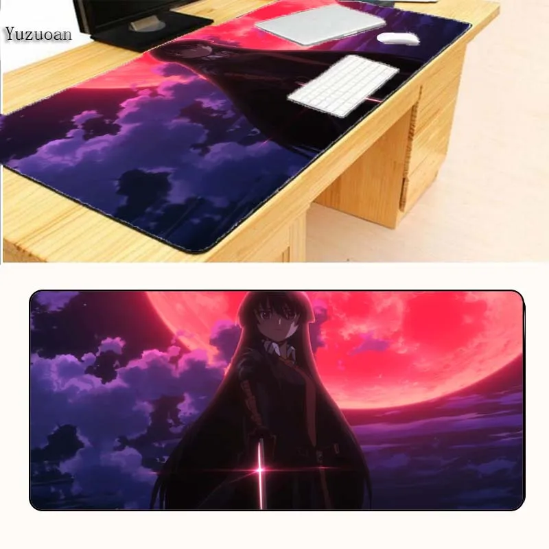 Yuzuoan 900*400*3 мм Akame Ga kill красивый игровой коврик для мыши в подарок Аниме Коврик для мыши XXL Прошитые края резиновая основа коврик для мыши Keyboad коврик