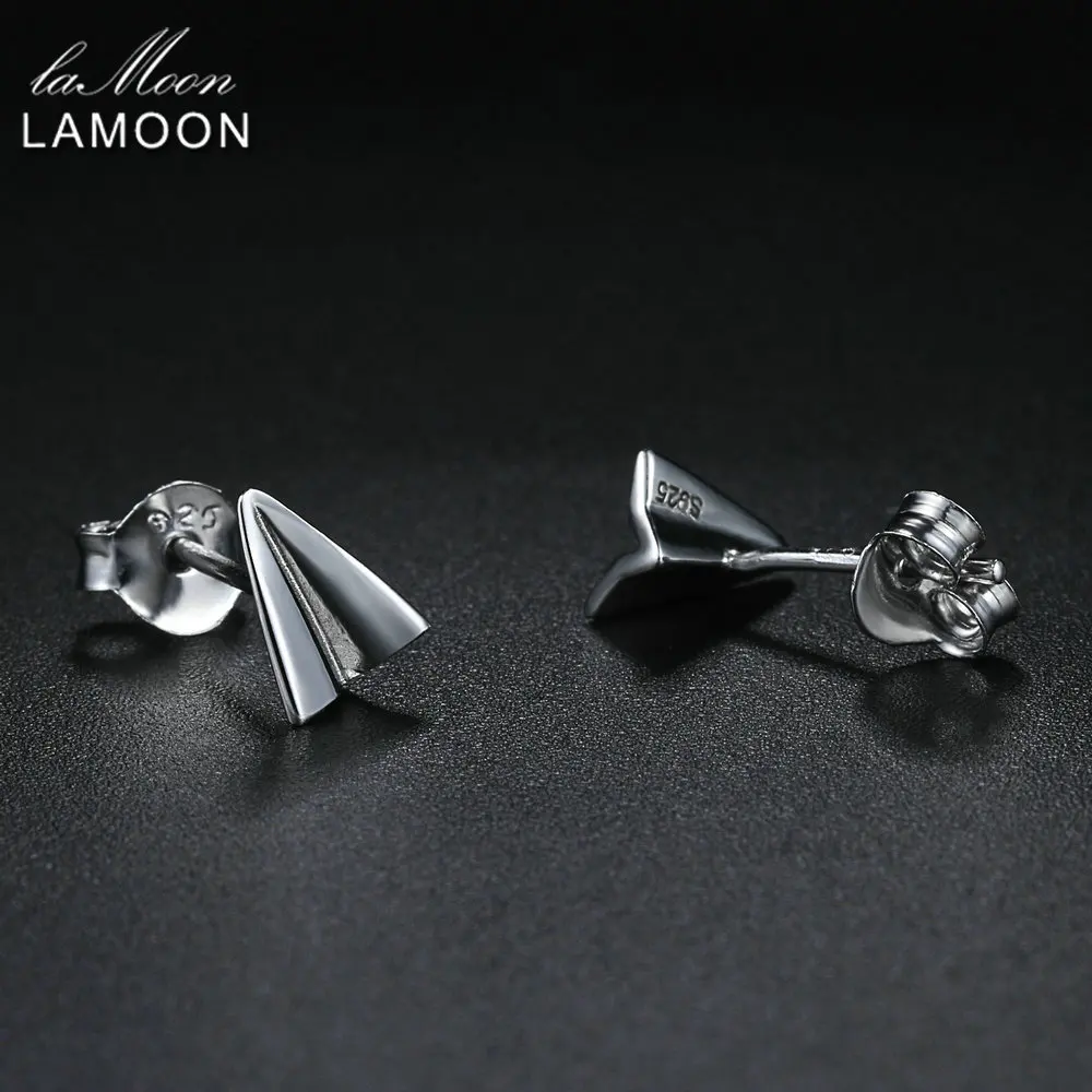 LAMOON 2018 NewFashion Airplane Shaped 100% Real 925-Sterling-Silver Stud Earrings S925 Fine Jewelry For Women Girl Gift LMEY161