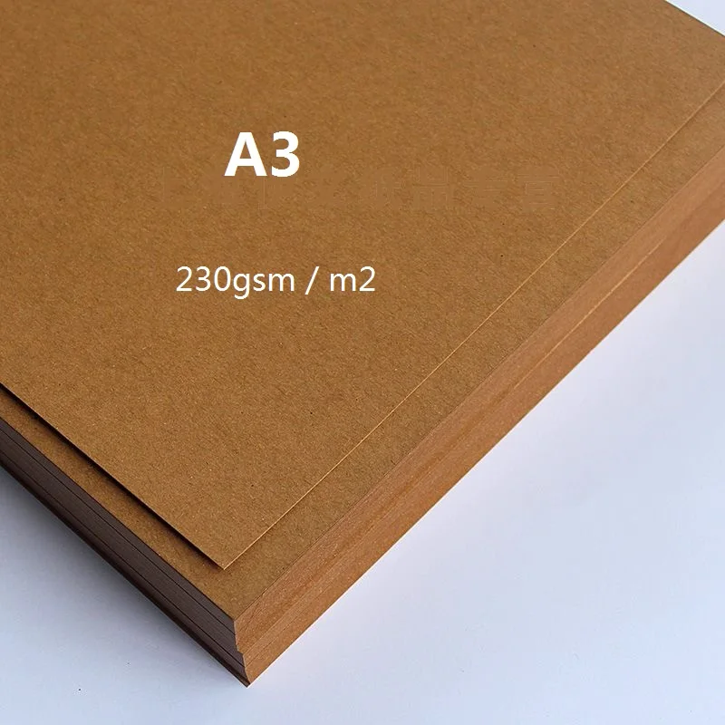 50 шт 230gsm Обычная коричневая крафт-матовая картонная бумага плотная картонная карточка для изготовления крафт-карт A3 297*420 мм