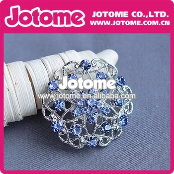 

Wholesale High Quality Cheap Latest Style Flower Shaped Blue Stone Fashion New Design Sparking Crystal Rhinwstone Brooch