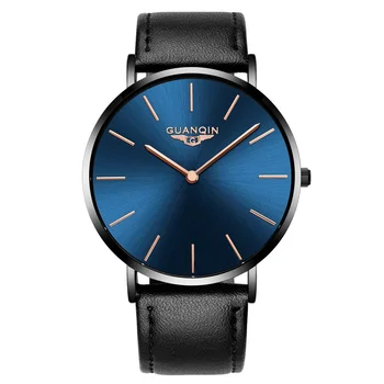 

GuanQin 2018 Super Simple Men's Watch Top brand luxury ultra-thin Quartz Watch Men with Sapphire Waterproof Relogio masculino