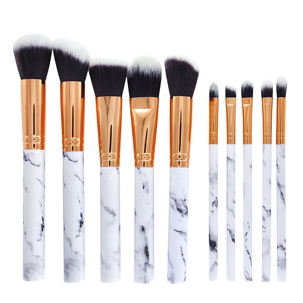 

10 Pcs/set Marble Makeup Brushes Set Professional Soft Foundation Poweder Eyeshadow Lip Beauty Make Up Comstic Tools Kits