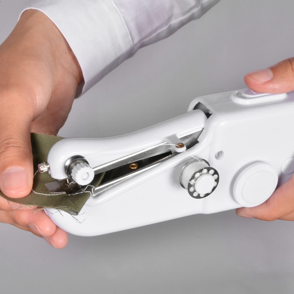 Mini portátil handheld máquinas de costura ponto costurar costura sem fio roupas tecidos máquina de costura elétrica conjunto de ponto