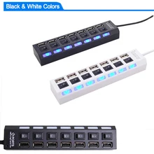 7-портовый USB 2,0 концентратор, 480 Мбит/с высокоскоростной сплиттер для Windows XP/Vista/7 с индивидуальный переключатель и светодиодный индикатор
