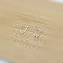 Новая рука 925 Серебряная толстая цепочка мешок уха гвоздь размер простой личности красивый нейтральный серьги