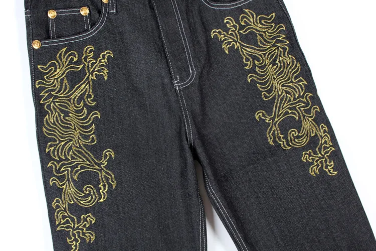 Свободные вышитые крылья прямые джинсы, мужские брюки джинсы в стиле хип-хоп мужские хип-хоп Уличная длинные ковбойские брюки, большой