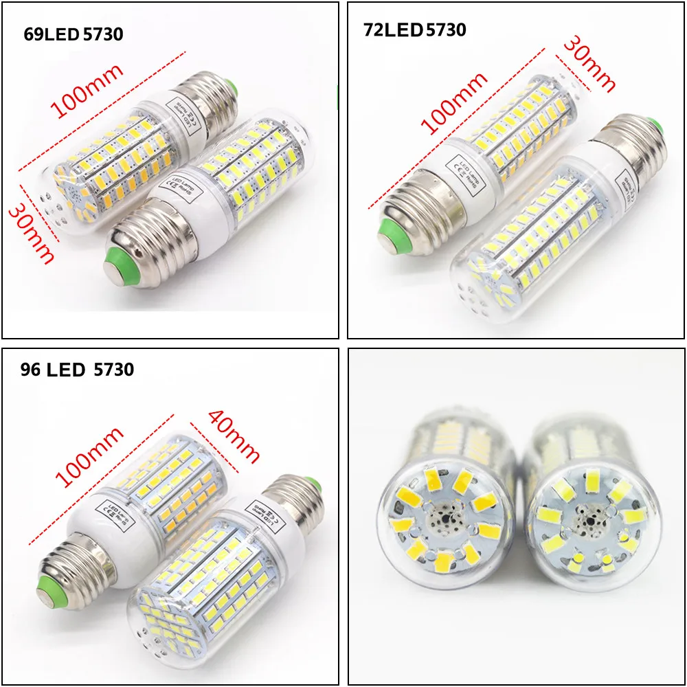 E27 E14 Светодиодная лампа 220 В B22 G9 SMD 5730 светильник 24 36 48 56 69 72 LED s Кукуруза для