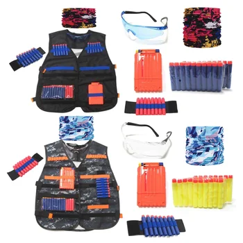 

Besegad 2 Sets Tactical Suit Kits with Glasses Quick Reload Clips Wristbands Masks Refill Darts for Nerf Shooting Game