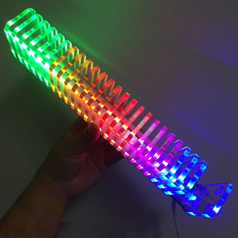 

Claite 25 PCS Crystal Board LED Music Spectrum Analyzer USB 3D LED Light Cube Kit Audio RC Spectrum DAC For Music MP3 Amplifier