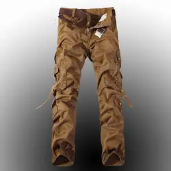 2017 г. Новые мужские брюки-карго армия зеленый большие карманы украшения мужские повседневные брюки легко мыть мужской осень армейские