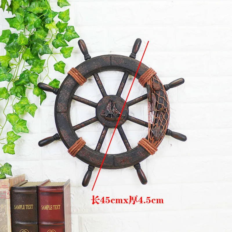 Средиземноморский корабль деревянный руль руля настенные украшения руль творческий бар деревянные украшения фотография рис