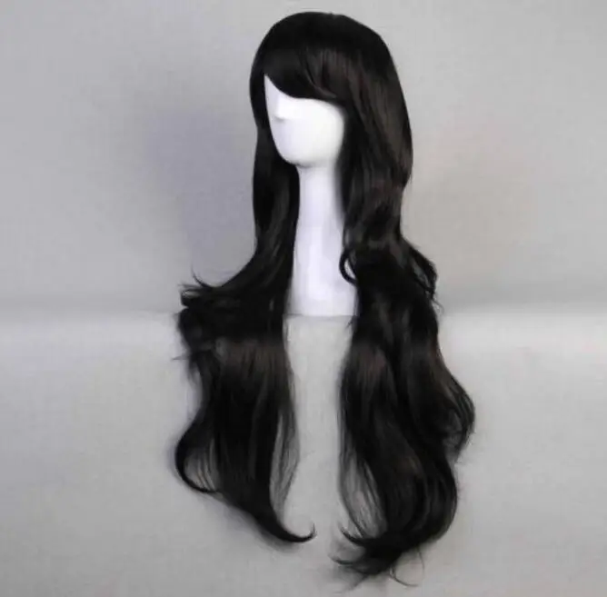 

yu Wig Adventure time Marceline the Vampire Queen long Black wavy curly Cosplay Wig free shipping