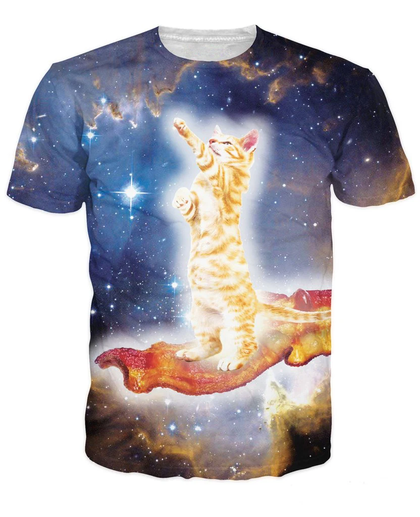 Unisex T-Shirts Summer Short Sleeve Tee Fashion 3D Cat Printing Funny Tops