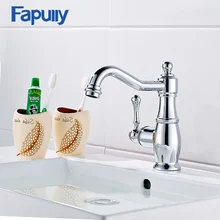Fapully Bathroom Chrome Faucet Brass Vanity Sink Mixer Tap Single Handle Basin Sink Faucet Water Taps wholesale and retail luxury bathroom baisn faucet spout vanity sink mixer tap single handle hole bathroom faucet