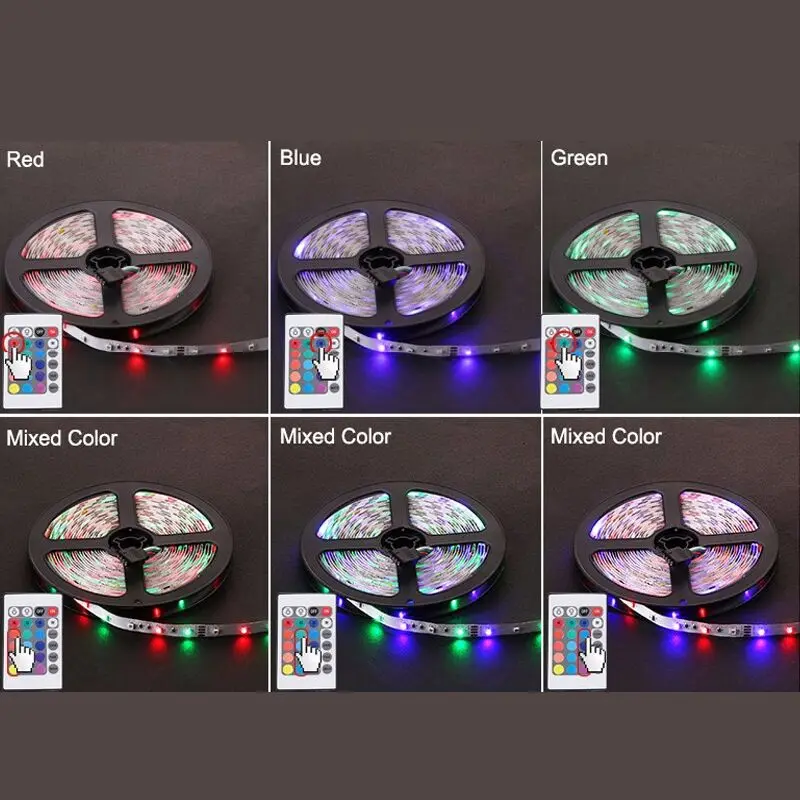 Светодиодная лента RGB, светильник, водонепроницаемая светодиодная лента SMD 2835, 5 м, 300 светодиодный s, гибкая неоновая лента, DC12V, 2A, Диодная лента, подсветка для PC tv