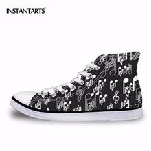 INSTANTARTS/Весенняя Вулканизированная обувь с высоким берцем; Мужская дышащая износостойкая парусиновая обувь с принтом музыкальных нот; удобные кроссовки
