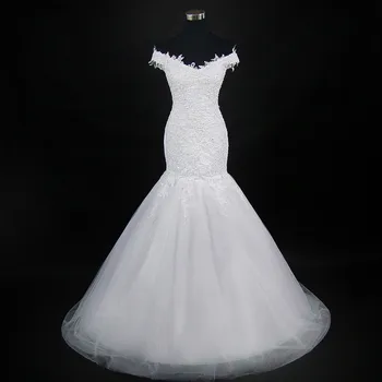

QQ Lover 2019 Off the Shoulder Mermaid Wedding Dress New Lace Wedding Gown
