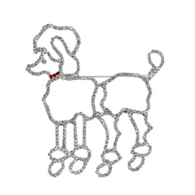 

New Arrival Handmade Jewelry Crystal Poodle Brooch Pins Wholesale 6pcs/lot FREE SHIPPING