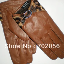 Женские перчатки leopad bowknot из козьей кожи перчатки кожаные перчатки женские s 5 пар/лот#3344
