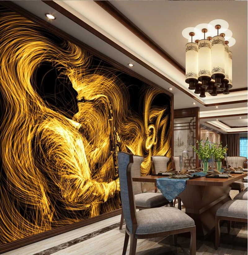 Gold Wallpaper For Walls Abstract Golden Saxophone Jazz Music Best  Wallpapers Bedroom Wall Art Wall Designs For Living Room - Wallpapers -  AliExpress