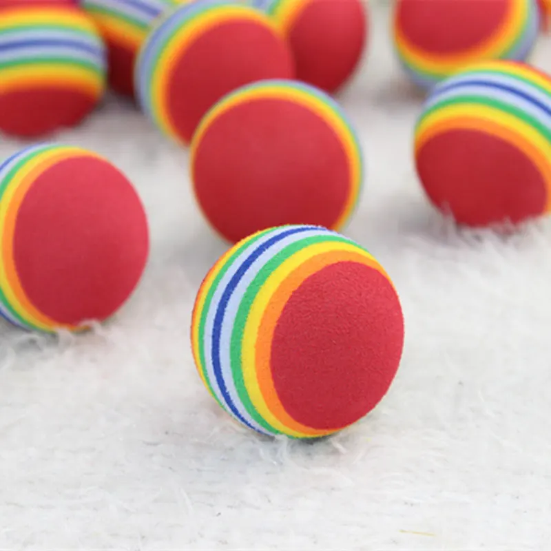 Funny Rainbow Toy Ball For Small Dog Cat Pet EVA Toys Golf Practice
