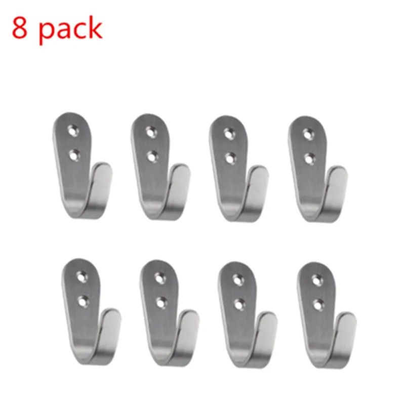 

8 Pcs Wall Mount Stainless Steel Coat Clothes Towel and Hat Hook Heavy Duty