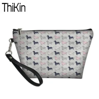 

THIKIN Cute Doxie Dog Printing Make Up Bags Women Cosmetic Box Ladies Cosmetic Cases for Females Travel Organizer Wash Kit Bag