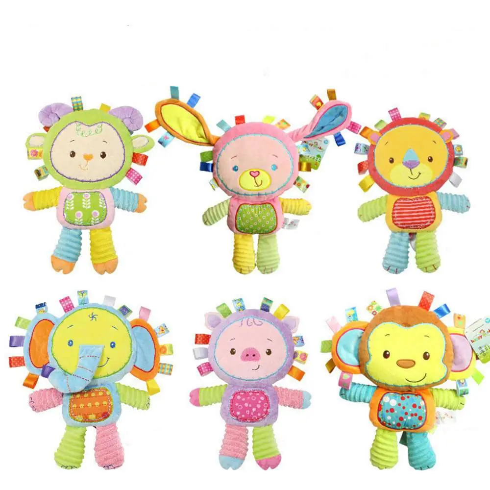 Toys For Baby Cute Animal Rattle Plush Pacify Doll Baby Hand Bell Educational Toy Mobiles Ring 4