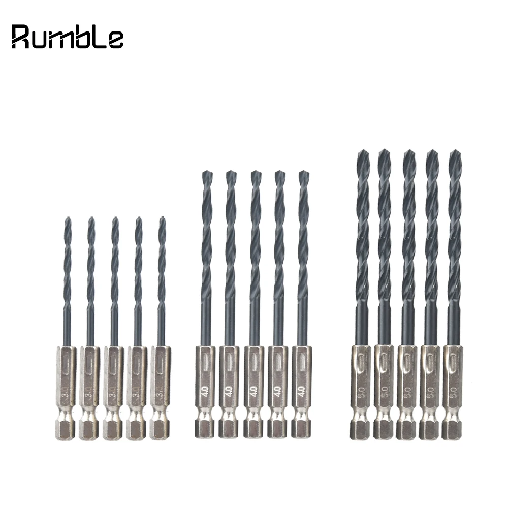 15pcs Nitriding HSS Steel Twist Drill Bit Set 3mm 4mm 5mm Drilling Tool Hex Shank Wood Plastic Woodworking Hole Saw Power Cutter |