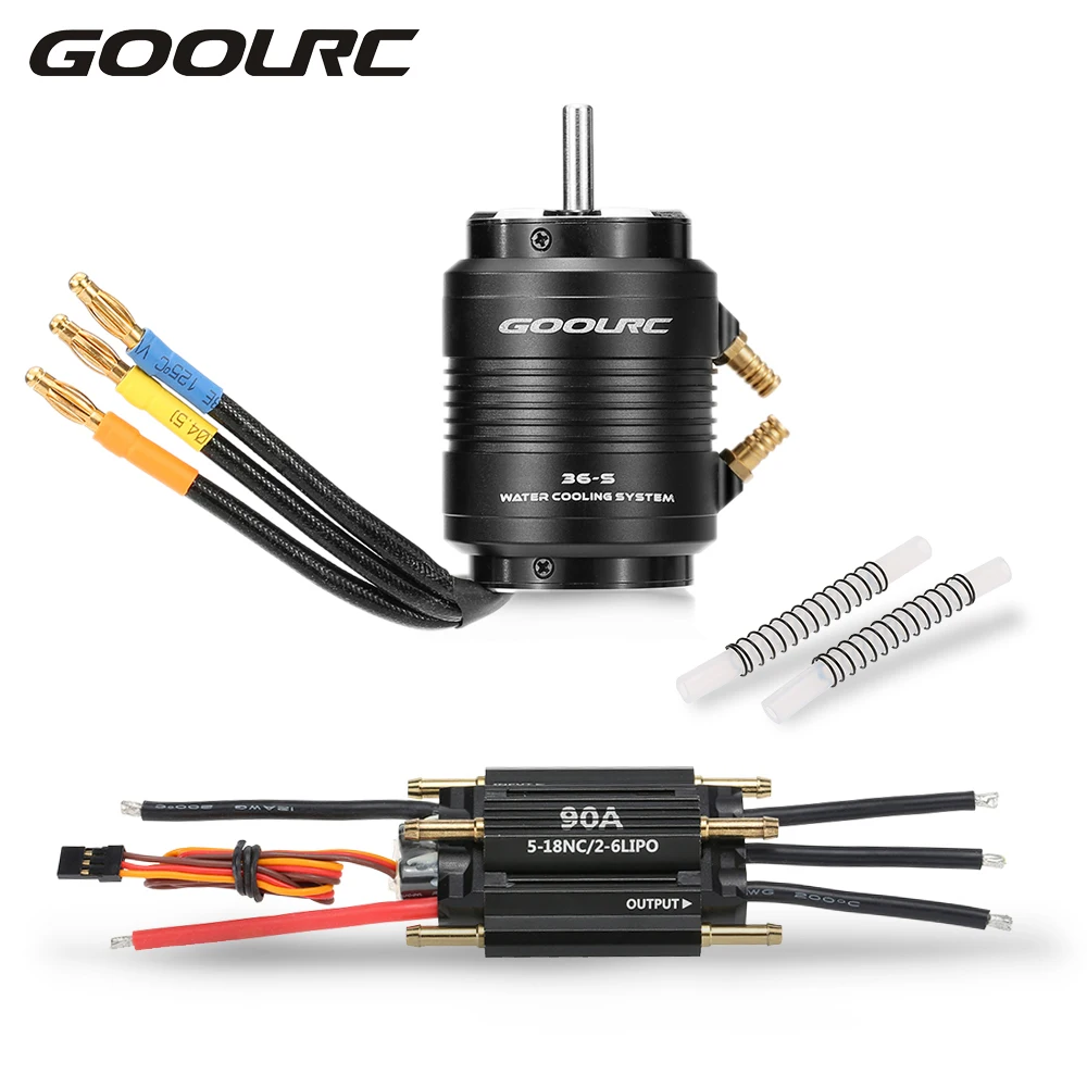GOOLRC Original RC Part 90A Brushless ESC and 3660 4300KV Motor with 36-S Water Cooling Jacket Combo for 800-1000mm RC Boat 1pc cnc aluminum motor water cooling jacket for b20 b28 b36 b40 id 20mm 28mm 36mm 40mm rc boat brushless motor