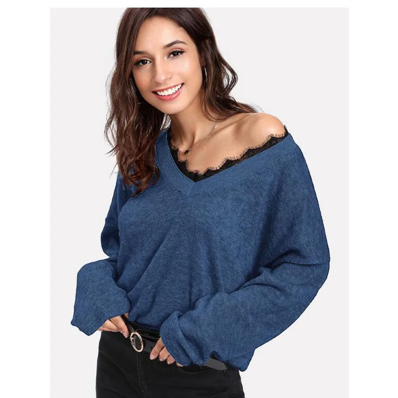 Nagodo Cashmere Sweater Women 2019 New Sweet Knit Pullovers Casual V-neck Off Shoulder Lace Side Sweaters Mujer Pull Femme Nagodo Cashmere Sweater Women 2019 New Sweet Knit Pullovers Casual V-neck Off Shoulder Lace Side Sweaters Mujer Pull Femme