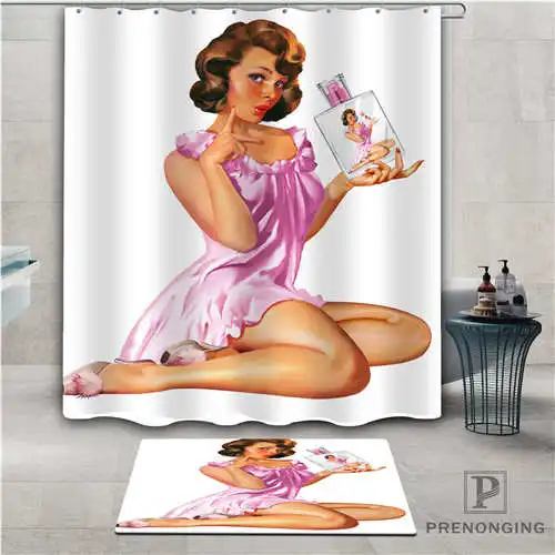 

Custom pin-up (3) Waterproof Shower Curtain Doormat Home Bath Bathroom Polyester Fabric Multi Sizes#2019-01-12-269