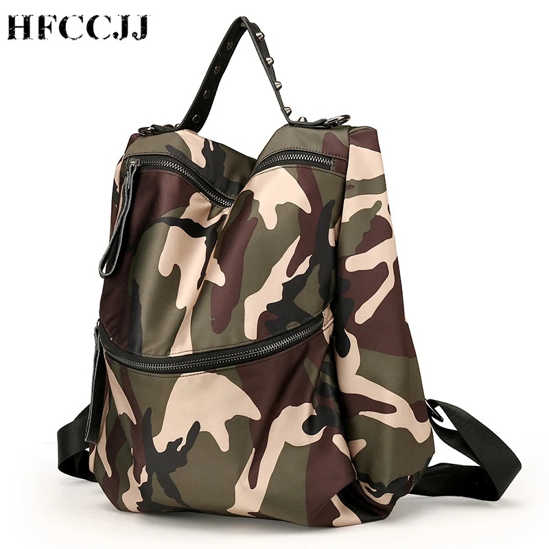 

HFCCJJ High Quality Nylon Women Backpack Large Capacity Camouflage Travel Backpack for Teenager girls Mochila Feminina HC098