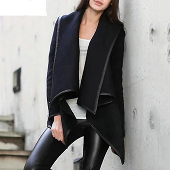 

Laamei Autumn Winter Women Blend Jacket Female Coat Warm Turtleneck Jackets Coat Women Irregular Overcoats Windbreaker Z30