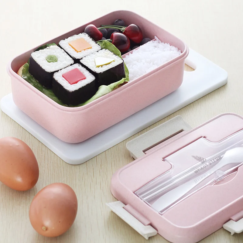 

Microwave Oven Lunch Box Straw Wheat Dishes Cutlery Food Storage Container For Children Kids School Office Bento Box Portable