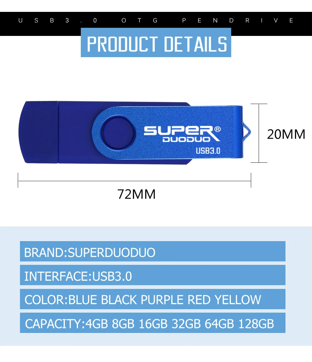 Высокоскоростной usb 3,0 OTG 64 ГБ флеш-накопитель USB флеш-накопитель 128 Гб Внешняя карта памяти 32 Гб 16 Гб Micro USB флешка