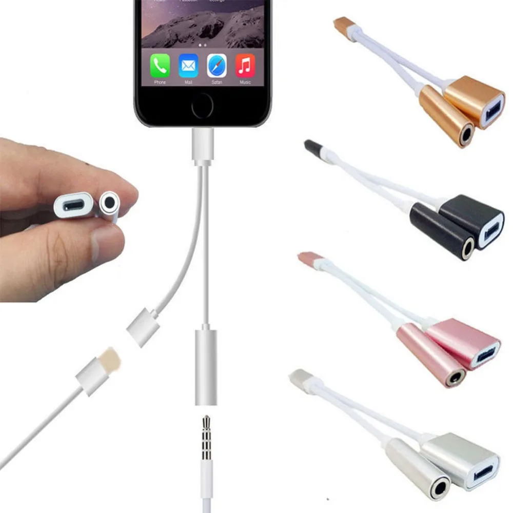 For IOS 11 12 Audio Cable Adapter Earphone For Lighting to 3.5mm 2 in 1 Headphone Jack Aux Cable Converter For iPhone 7 8 plus X