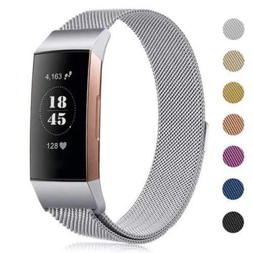 Магнитный с миланским плетением ремешок из нержавеющей стали для запасcharge 2 запасной браслет ремешок для Fitbit Charge 3 умный ремешок для часов - Цвет ремешка: silver
