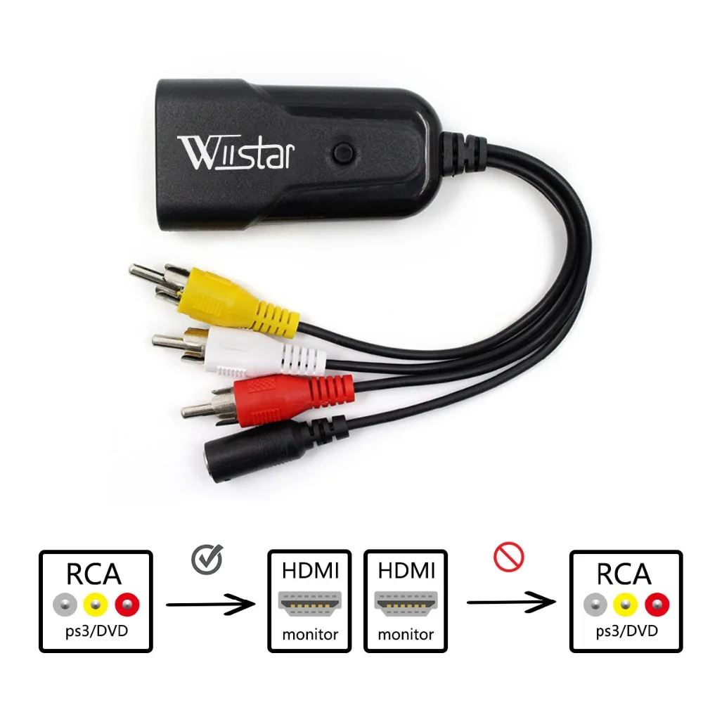 1080P композитный AV RCA к HDMI видео конвертер адаптер Full HD 720/1080p UP Scaler AV2HDMI для HD ТВ стандартный ТВ